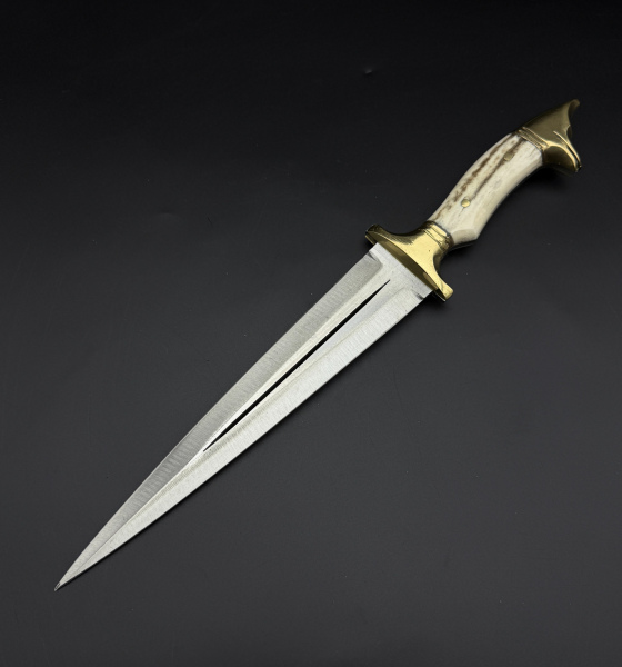 orijinal geyik boynuzu Kabze Kurt başlı kama