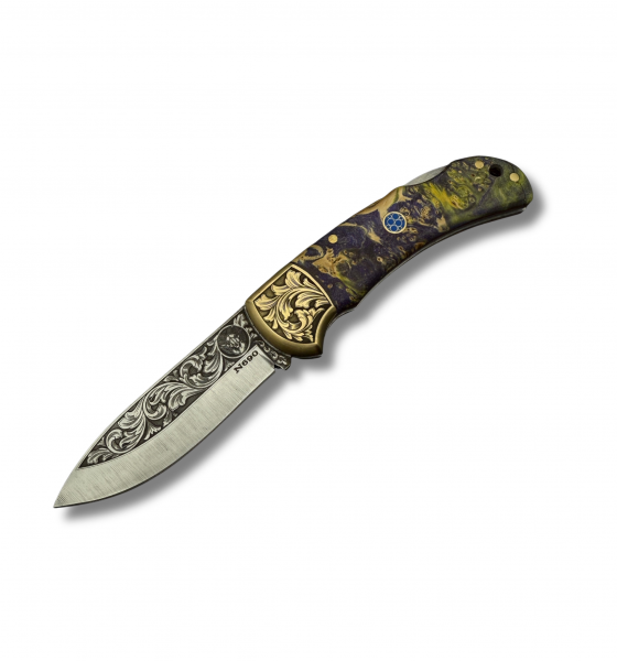 POSLU KNİFE ALTIN İŞLEMELİ CEP ÇAKISI