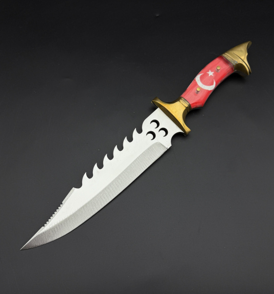 Kurt başlı 4116 Çelik m-ca kabze ayyıldız işlemeli , 3 hilal motifli bıçak