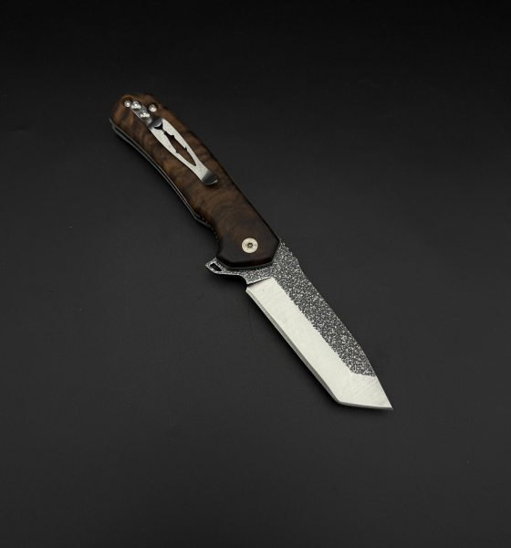 içten kilit mekanizmalı yarı otomatik n690 çelik ceviz ağacı kabze Kemer klipsli çakı