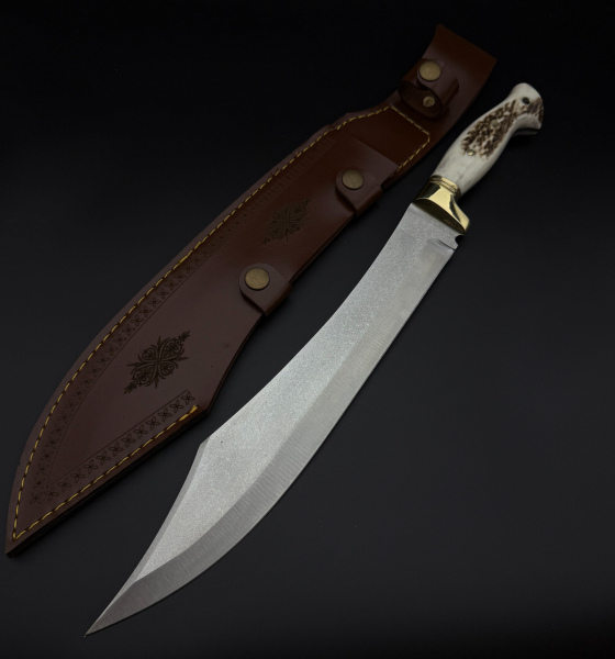 41 16 Çelik orijinal geyik boynuzu kabze pirinç balçak orman palası